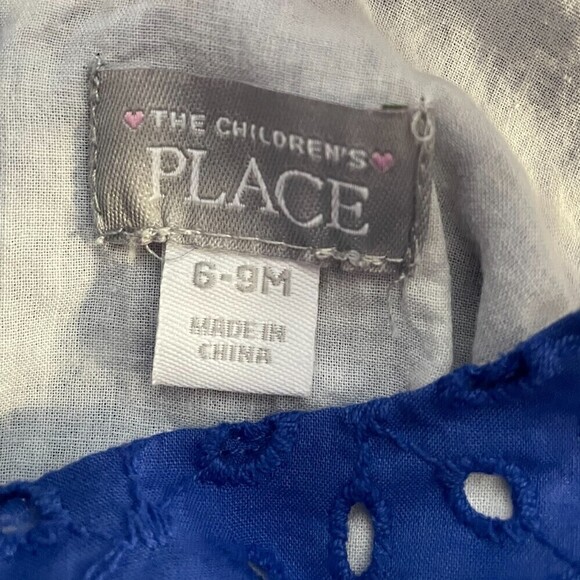 THE Children's Place Blue Eyelet Dress Size 6-9 Months - Picture 2 of 6